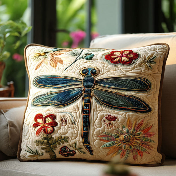 Quilted cushion cover with luminous hummingbird NCU0PT8688