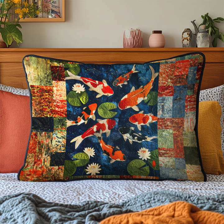 Quilted cushion cover with moving Japanese koi NCU0DK9207