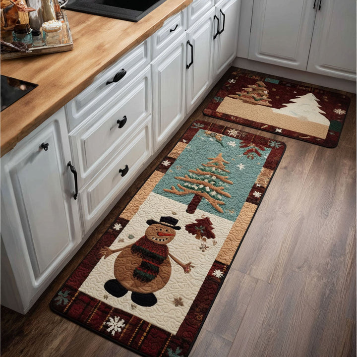 Winter Non-Slip Kitchen Rug with Snowy Details by Louise London