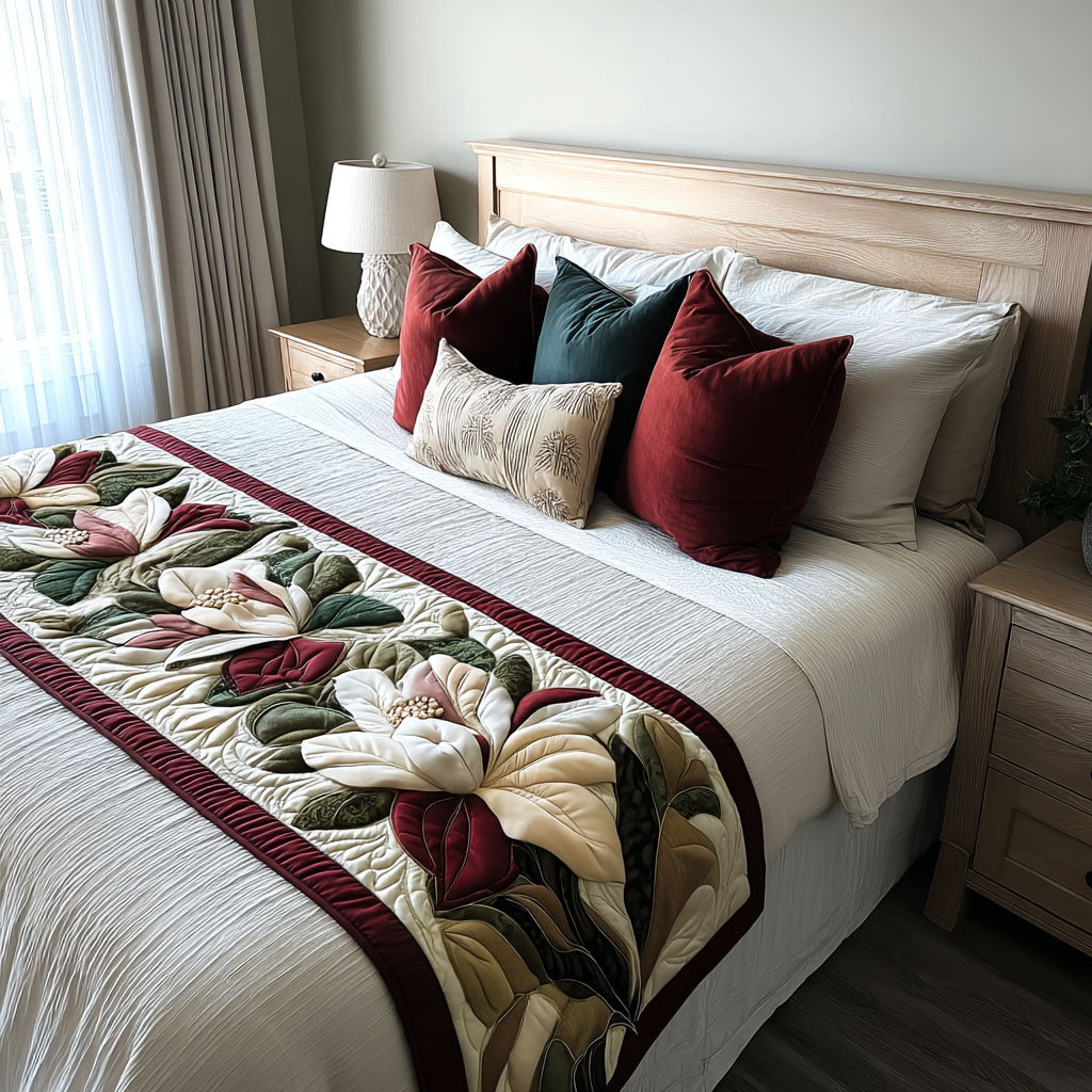 Magnolia Horizon quilted bed runner by Louise London