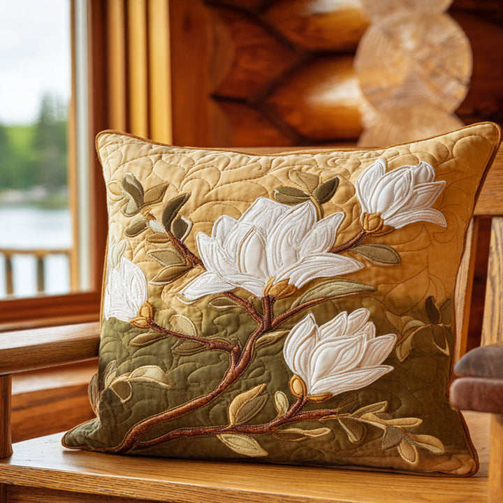 Quilted pillow cover with magnolia NCU0PT7895