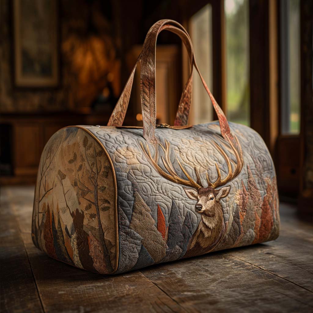 Quilted Travel Bag with Majestic Deer by Louise London