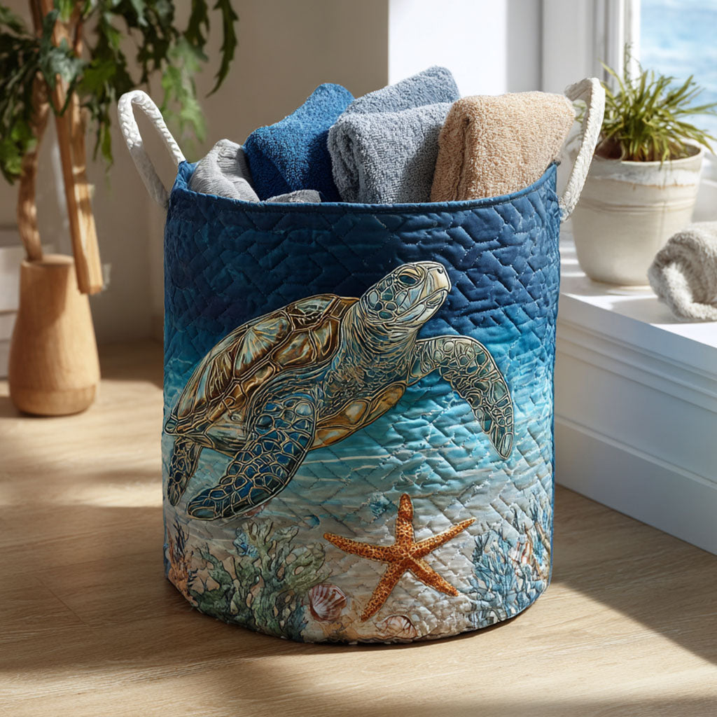 Quilted laundry basket with marine pattern by Louise London