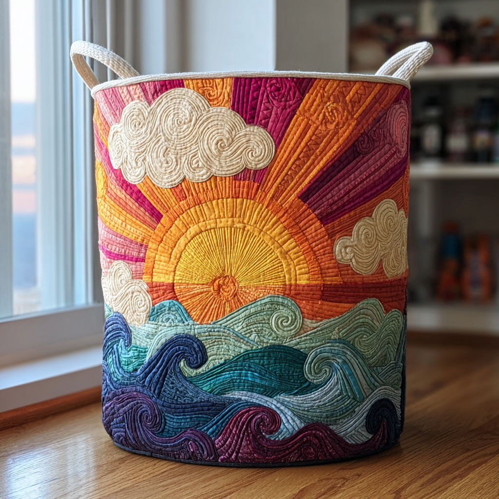 Quilted laundry basket with floral pattern by Louise London