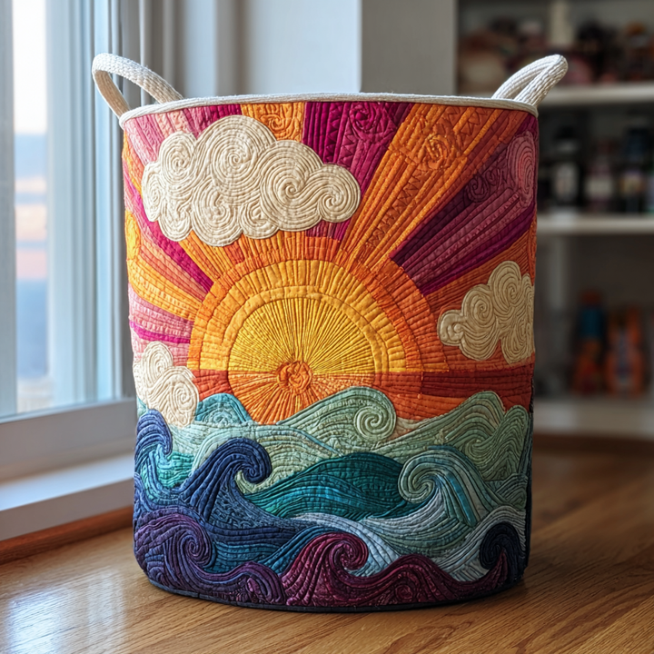 Quilted laundry basket with floral pattern NCU0QN003