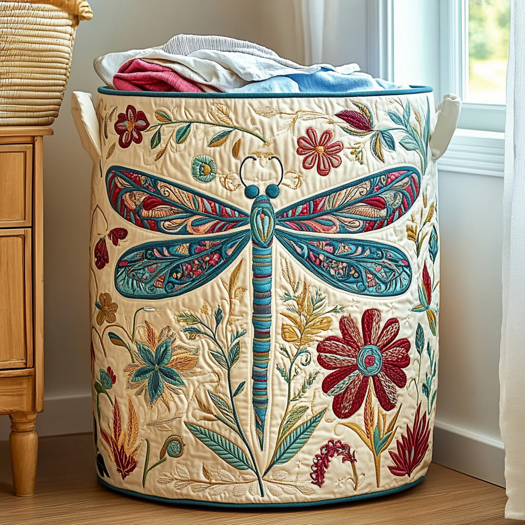 Quilted laundry basket with floral pattern by Louise London