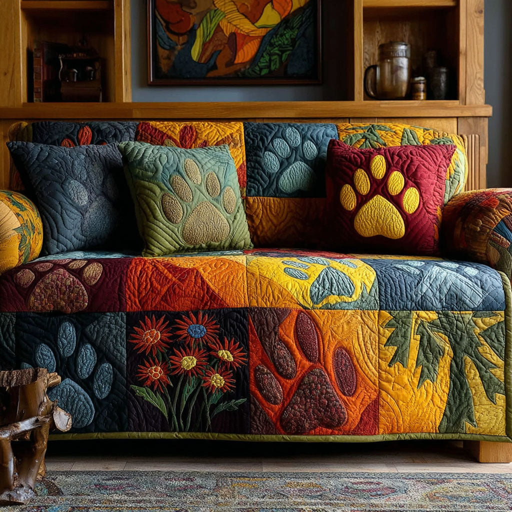Meadow Pawprint Quilted Cover – Louise London