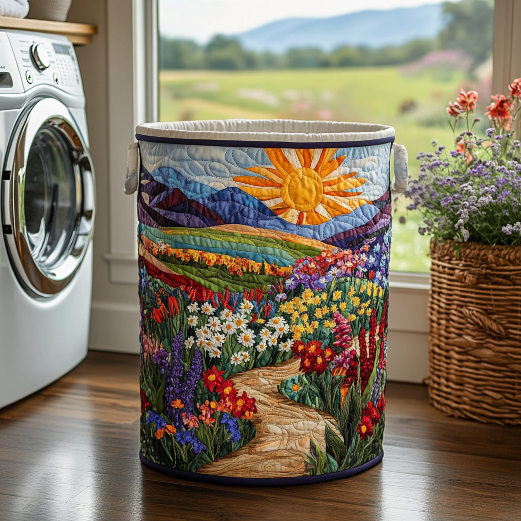 Quilted laundry basket with floral pattern by Louise London