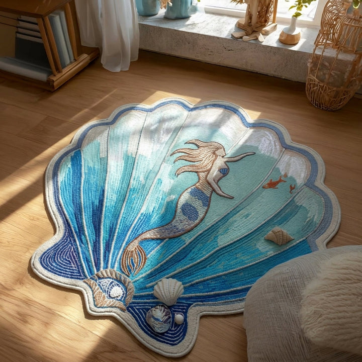 Mermaid Lagoo custom-shaped rug by Louise London