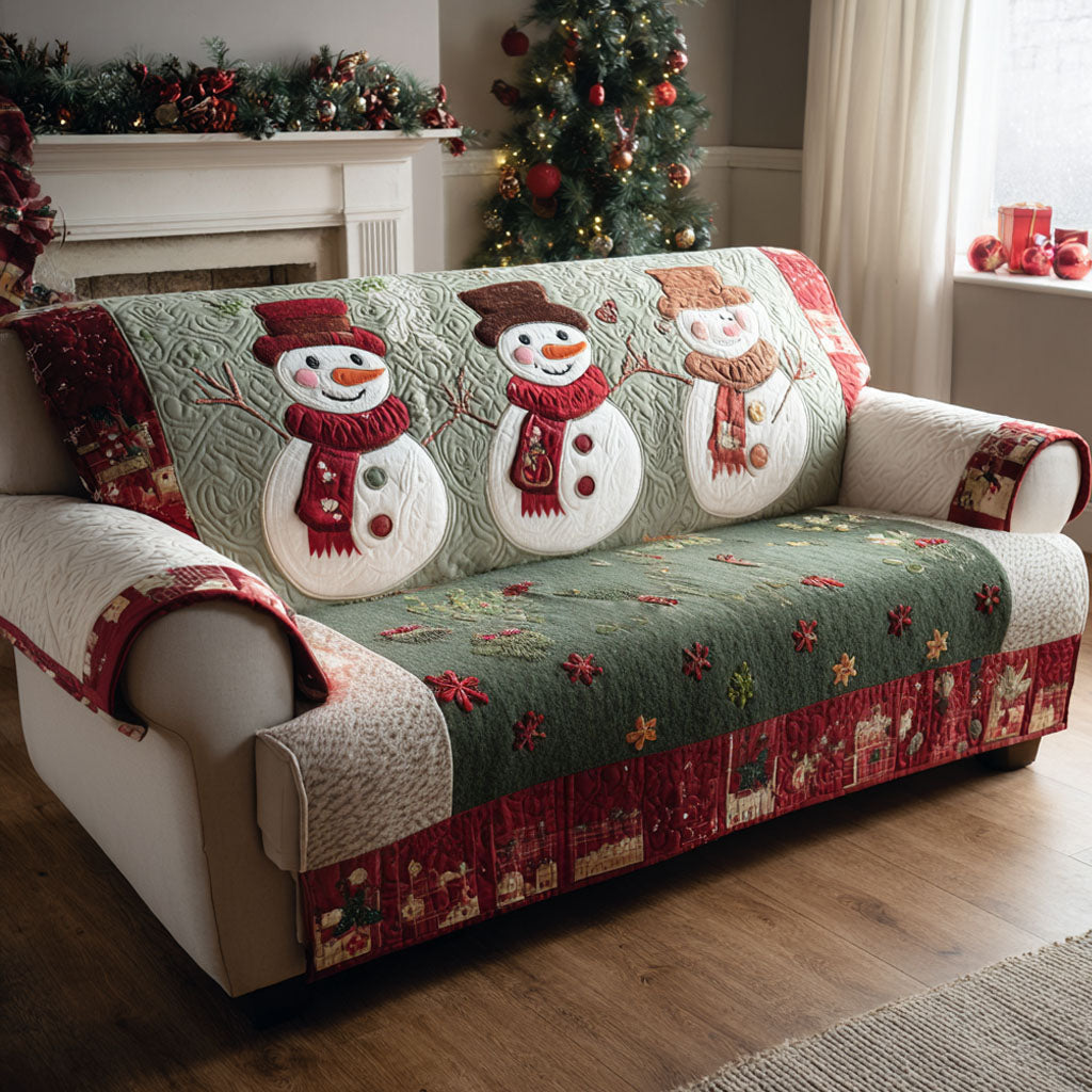 Quilted sofa cover with Christmas frost NCU0TV833