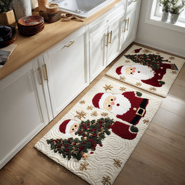 Non-slip Christmas Kitchen Rug with Holiday Journey by Louise London