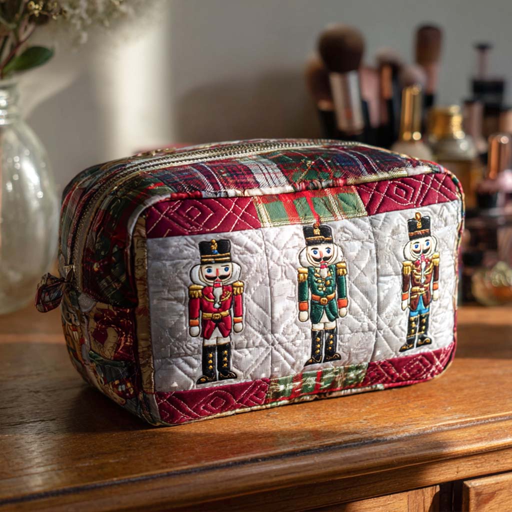 Merry Nutcracker quilted makeup bag – Louise London