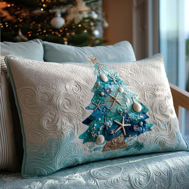Quilted cushion cover with festive tides by Louise London
