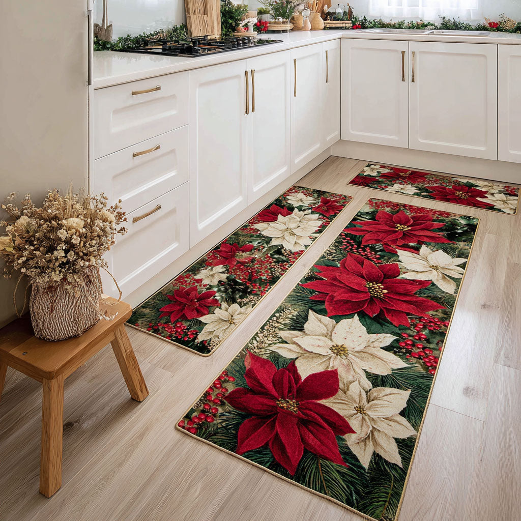 Non-slip Christmas kitchen rug with festive path by Louise London