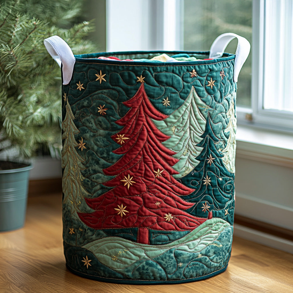 Quilted laundry basket with Christmas pattern – product image 6
