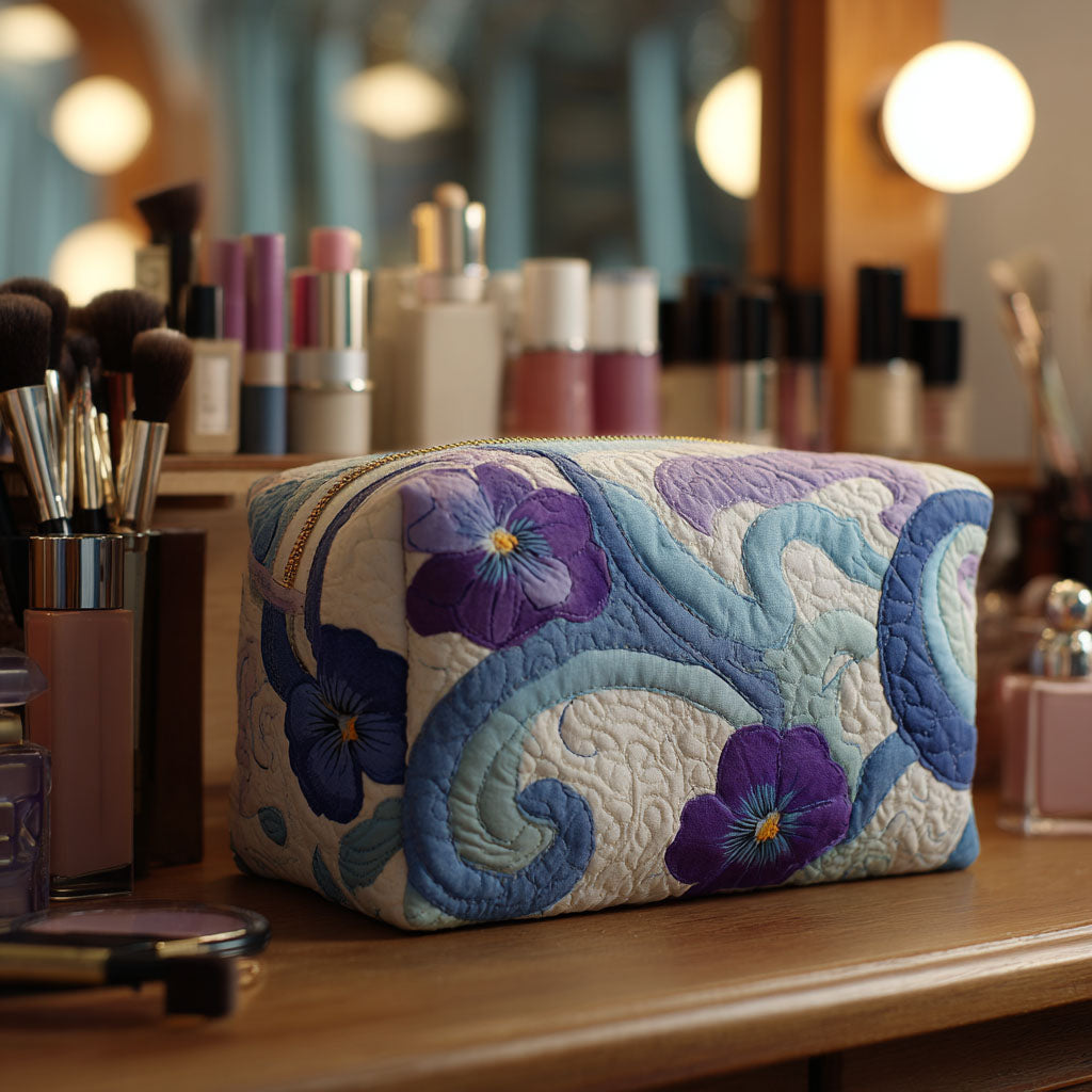 Midnight Violet quilted makeup bag – Louise London