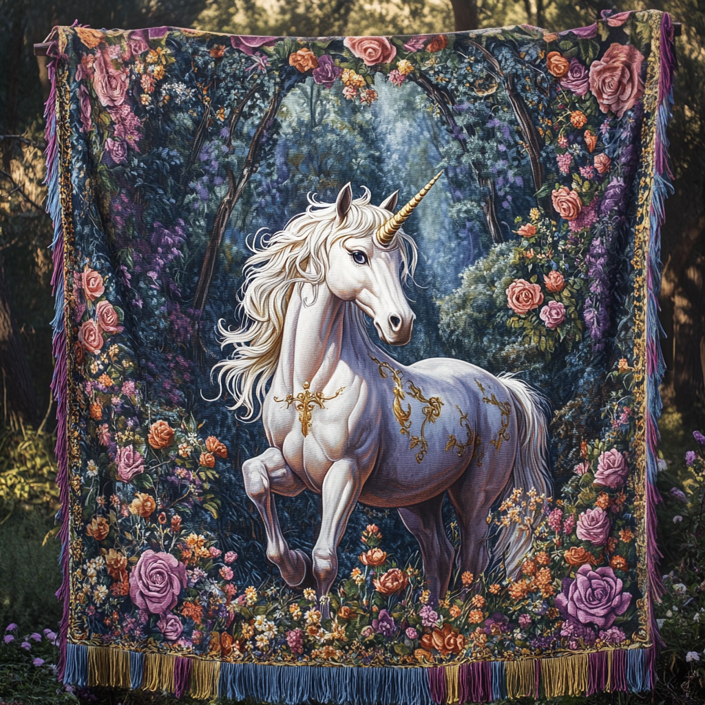 Moonlight Unicorn Woven Blanket by Louise London – product view