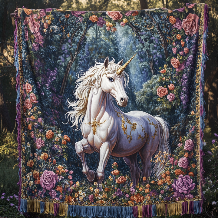Moonlight Unicorn Woven Blanket by Louise London – product view