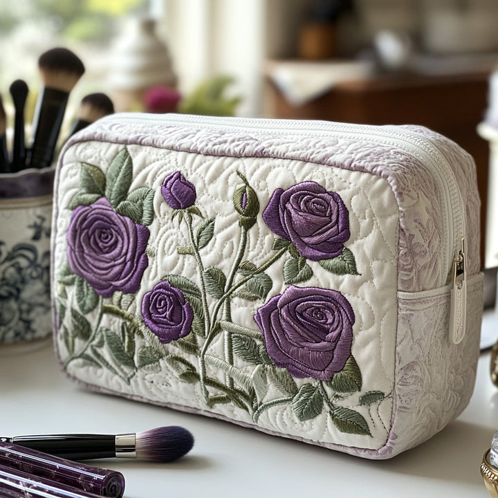 Moonlit Bloom quilted makeup bag – Louise London