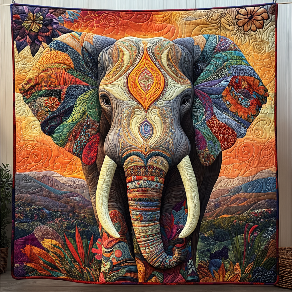 Quilted Elephant Blanket in Moonlight – Louise London quilted blanket