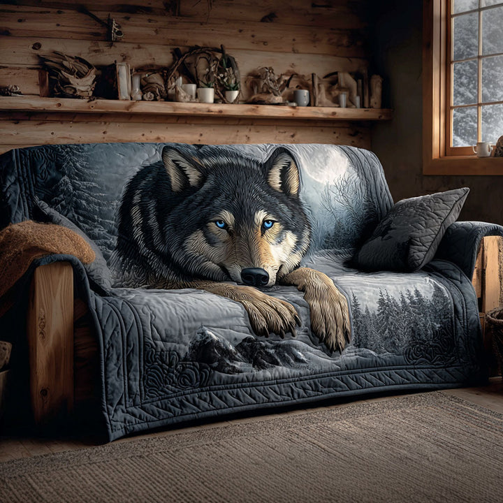 Quilted Sofa Cover with Wolf