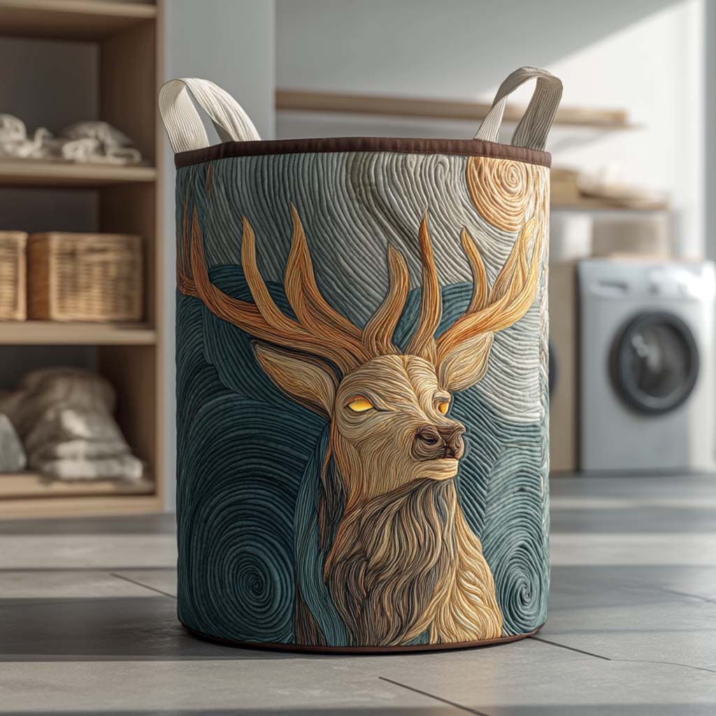 Quilted laundry basket with deer – product image 7