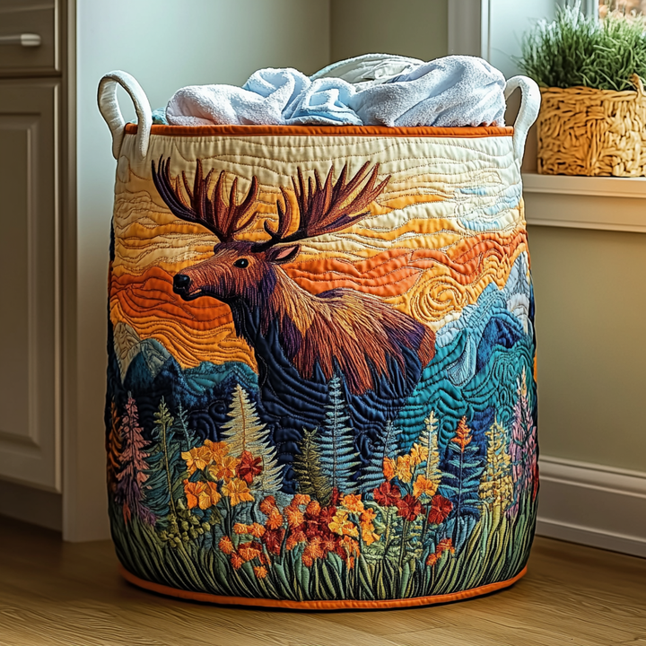 Quilted Laundry Basket with Forest Landscape NCU0QN056