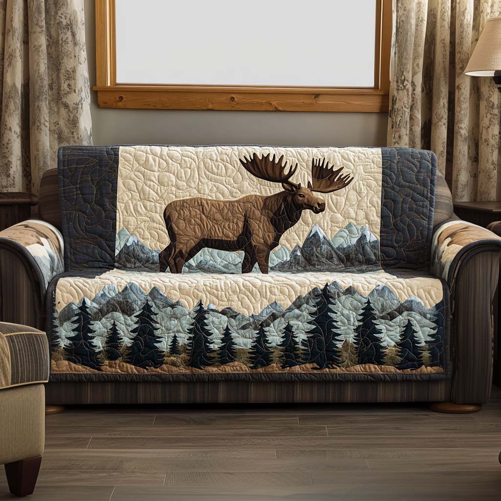 Quilted sofa cover with moose and path – Louise London