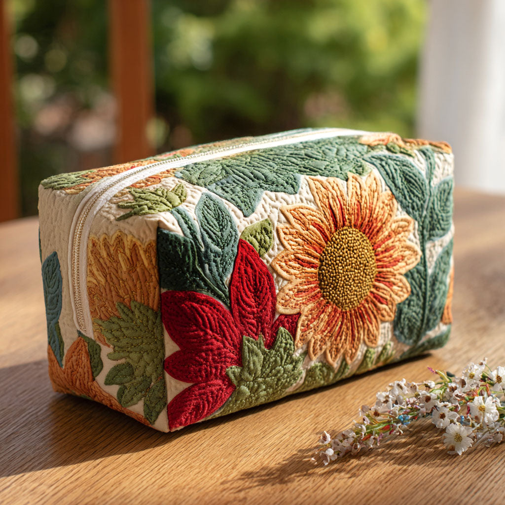 Morning Bloom quilted makeup bag – Louise London
