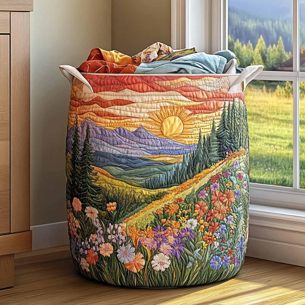 Quilted laundry basket with floral pattern NCU0QN025