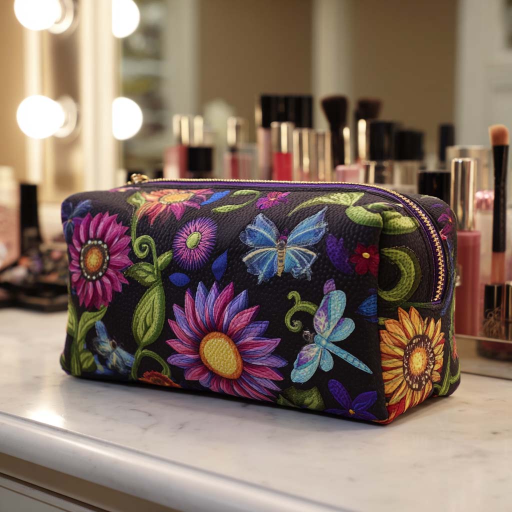 Morning Glow quilted makeup bag – Louise London