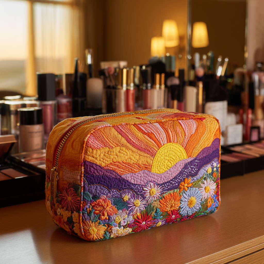 Morning Light quilted makeup bag – Louise London
