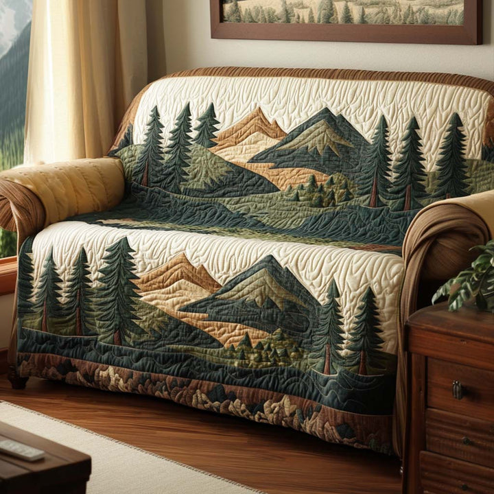 Quilted Sofa Cover with Mountain Landscape – Louise London