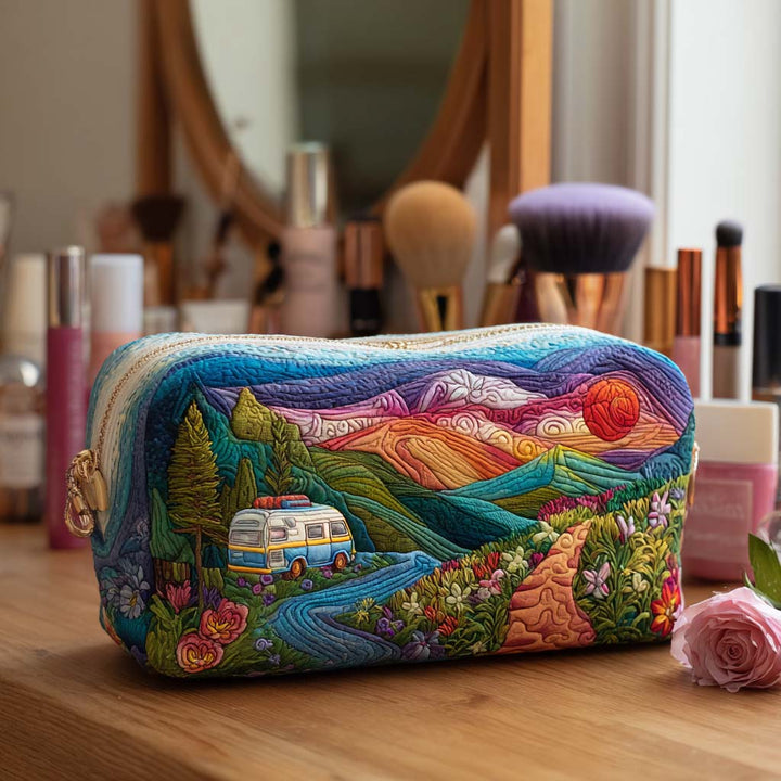 Mountain Glow Van quilted makeup bag – Louise London