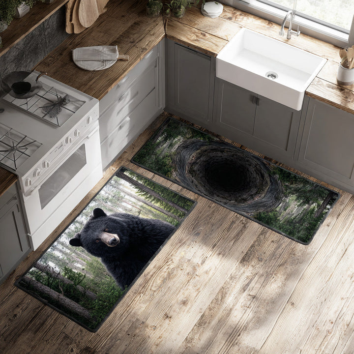 Non-slip kitchen rug with wild mountain by Louise London