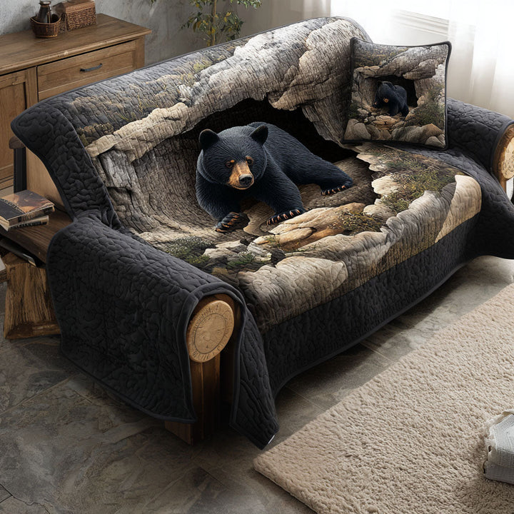 Quilted sofa cover with mountain shadows NCU0PT9727