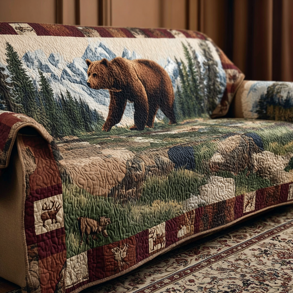 Quilted sofa cover with mountain path – Louise London
