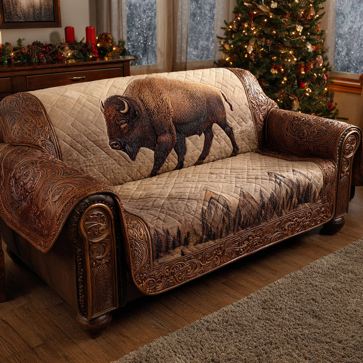 Quilted sofa cover with mountain landscape NCU0DV8536