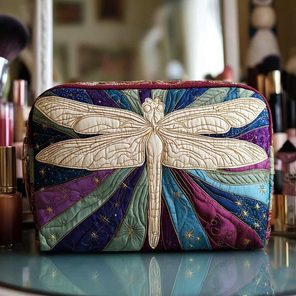 Mystic Dragonfly quilted makeup bag – Louise London