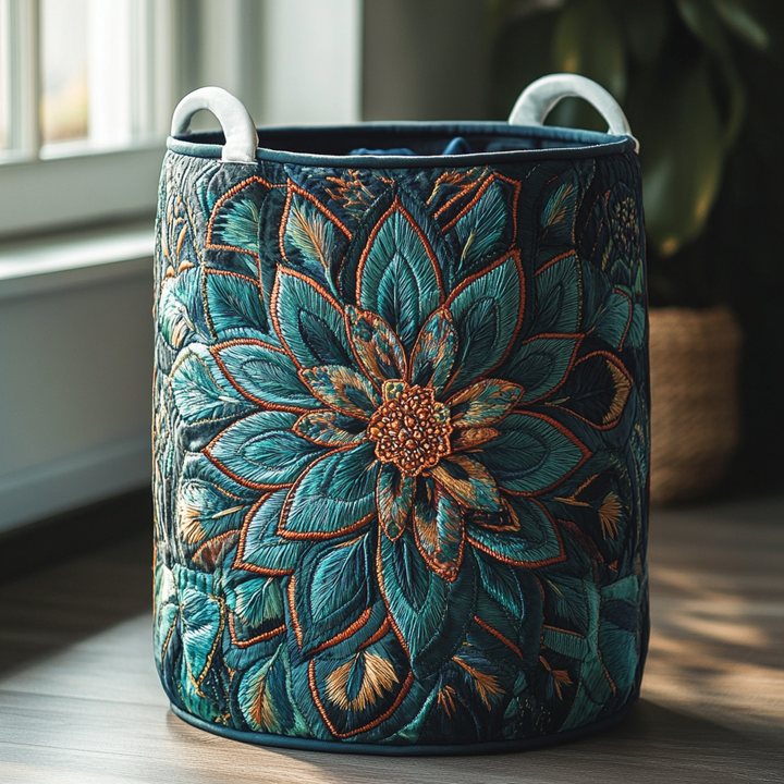 Quilted laundry basket with floral pattern by Louise London