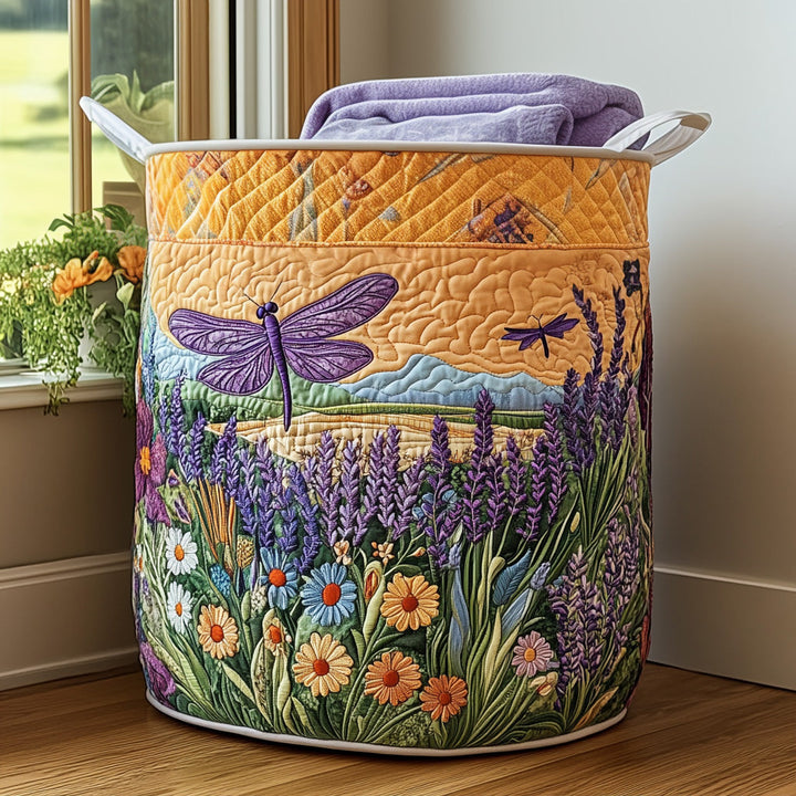 Quilted laundry basket with dragonfly – product image 4