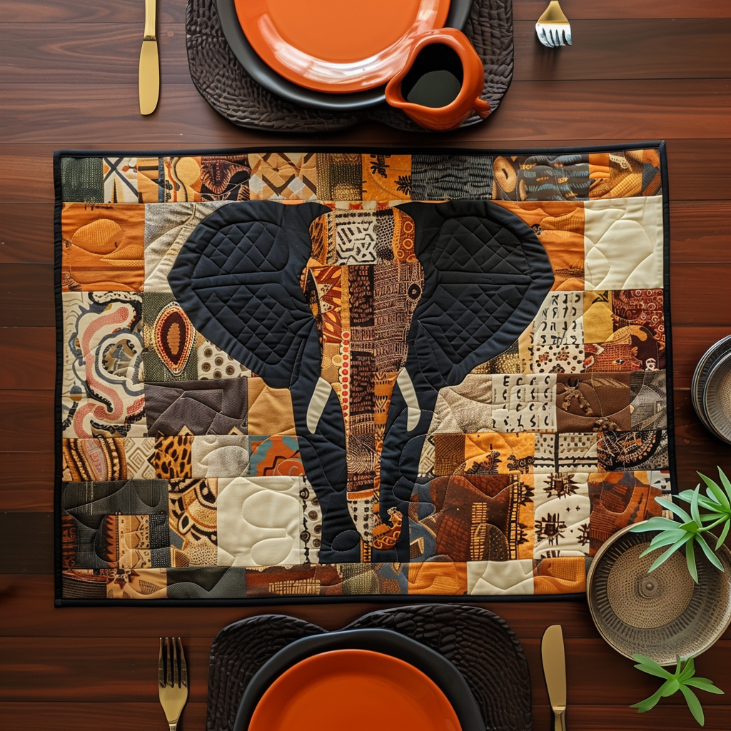 Quilted Placemat Mystical Tusker by Louise London