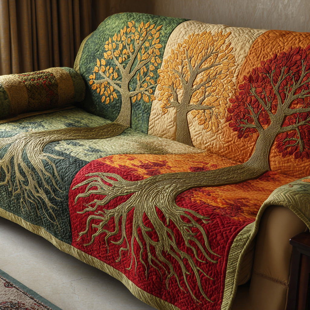 Quilted Sofa Cover with Tree of Life