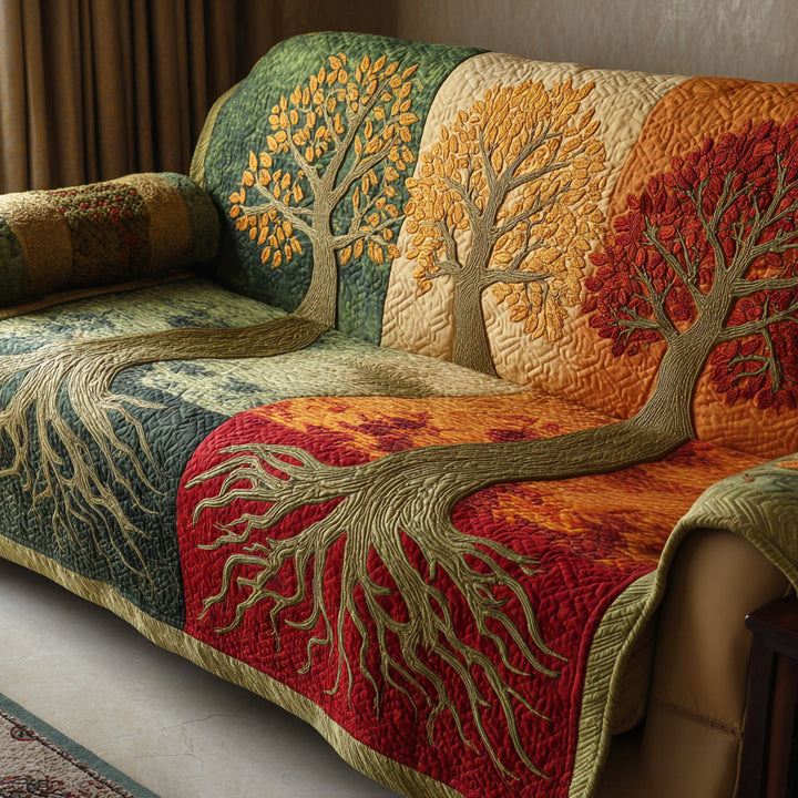 Quilted Sofa Cover with Tree of Life