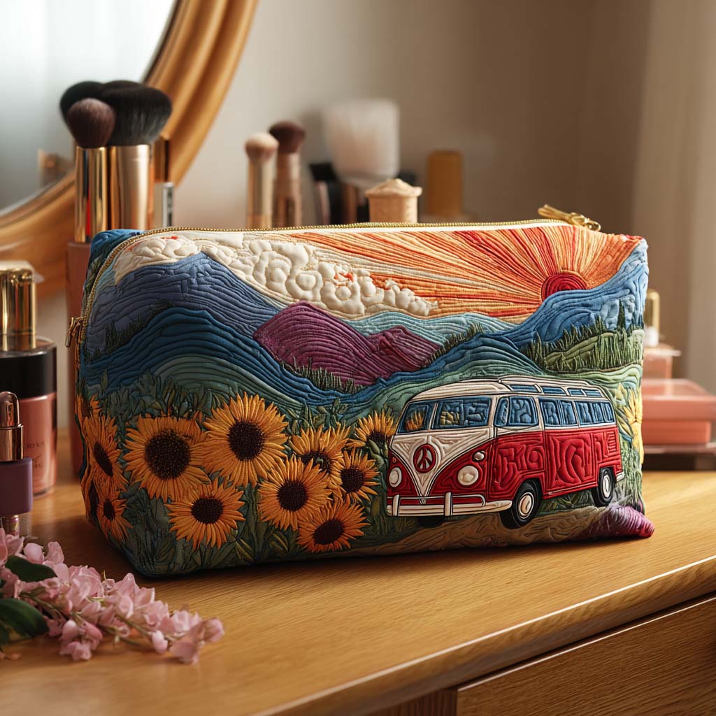 Nature Dream Ride quilted makeup bag – Louise London