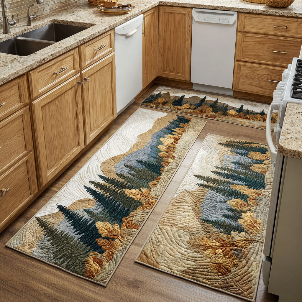 Non-slip kitchen rug with natural landscape by Louise London