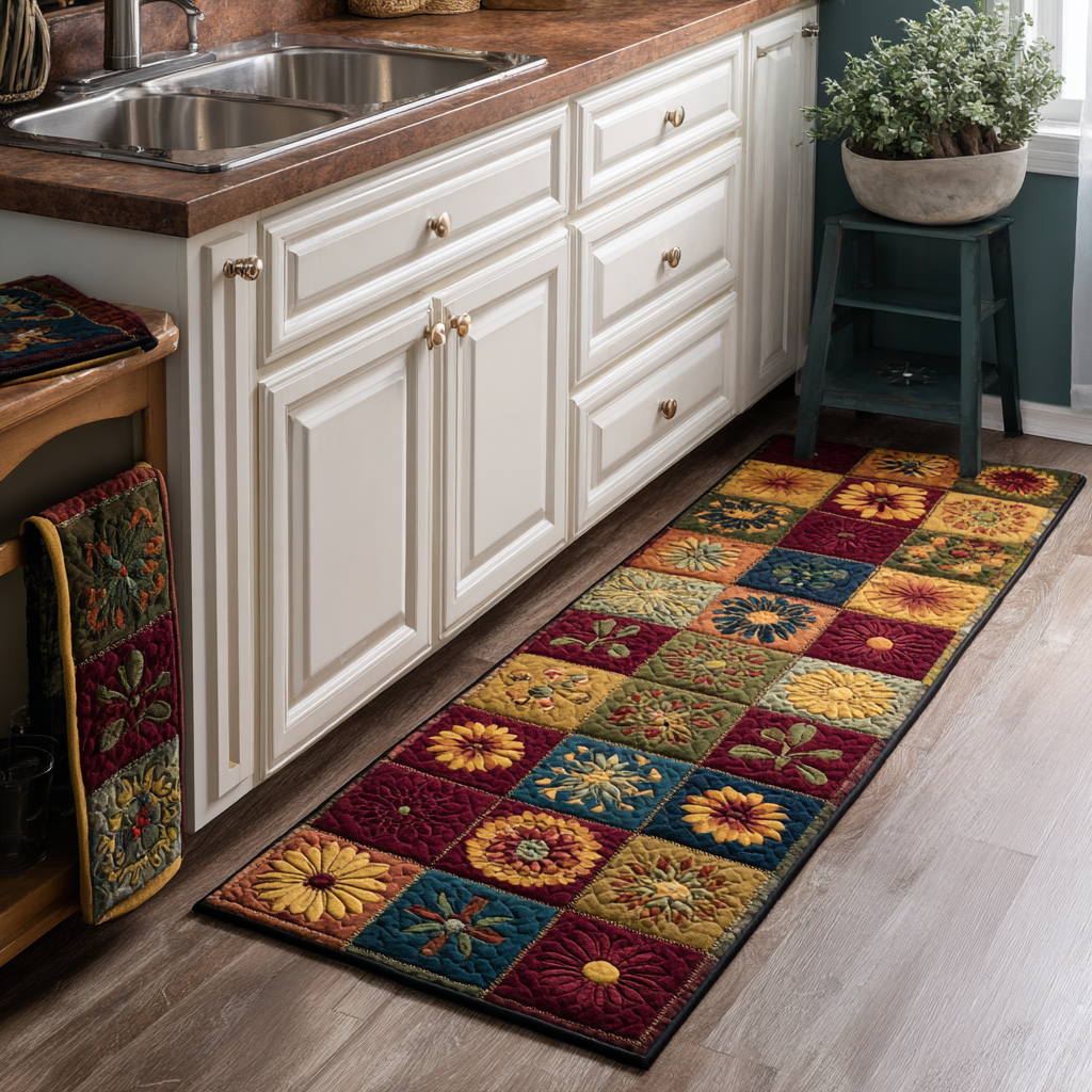 Non-slip kitchen rug with natural landscape by Louise London