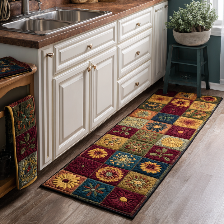 Non-slip kitchen rug with natural landscape by Louise London