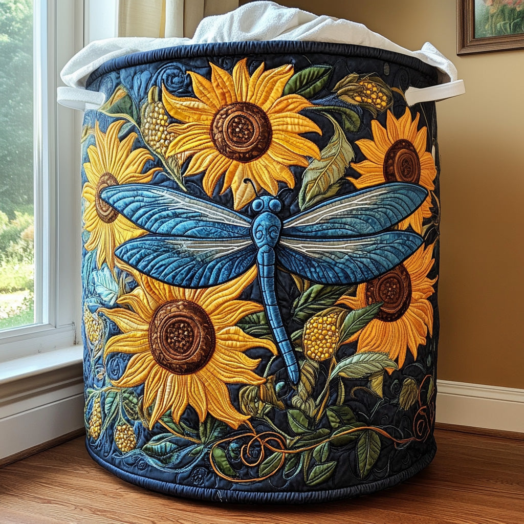 Quilted laundry basket with dragonfly – product image 5