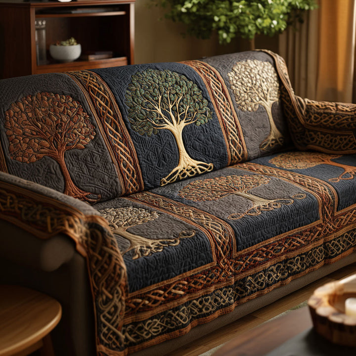 Quilted Sofa Cover with Nature Roots – Louise London